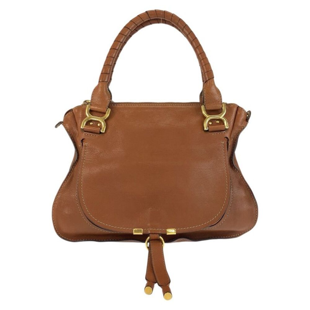 Chloe Marcie Leather Handbag Brown Gold